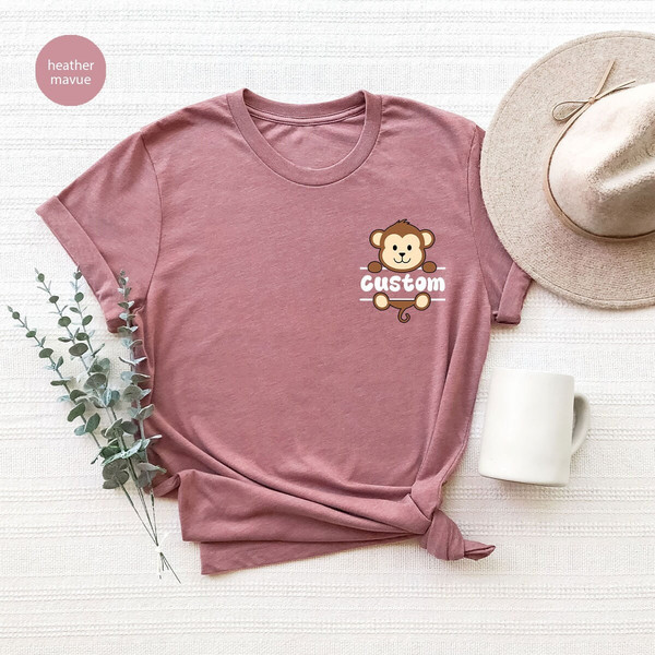 Monkey Shirt, Custom Monkey Pocket Tee, Monkey Gifts, Personalized Monkey Sweatshirt, Cute Monkey T-Shirt, Animal Shirt, Kids Shirt - 1.jpg