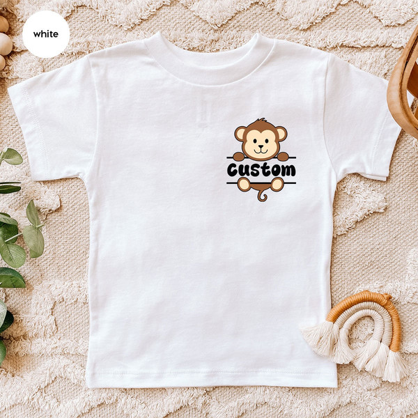 Monkey Shirt, Custom Monkey Pocket Tee, Monkey Gifts, Personalized Monkey Sweatshirt, Cute Monkey T-Shirt, Animal Shirt, Kids Shirt - 4.jpg