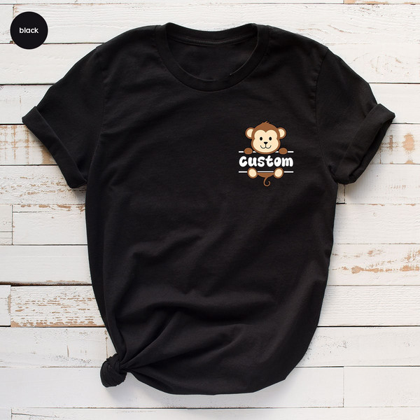 Monkey Shirt, Custom Monkey Pocket Tee, Monkey Gifts, Personalized Monkey Sweatshirt, Cute Monkey T-Shirt, Animal Shirt, Kids Shirt - 7.jpg