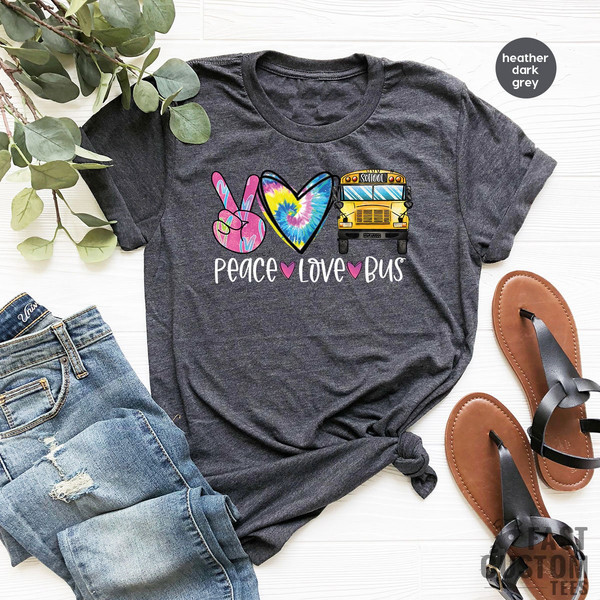 Peace Love Bus Driver Shirt, Driver Appreciation Shirt, Gift for School Bus Driver, Bus Driver T-Shirt, Back To School Shirt - 2.jpg