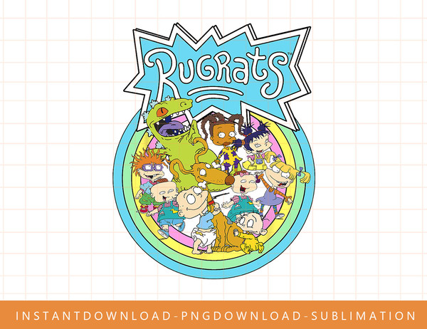 Rugrats Group Rainbow Circles Classic Title Graphic T-Shirt png, sublimate, digital print.jpg