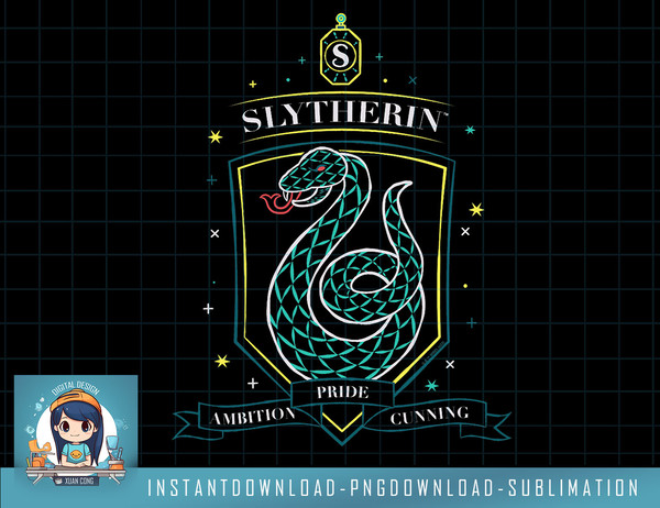 Harry Potter Deathly Hallows 2 Slytherin Bright Snake Crest png, sublimate, digital download.jpg