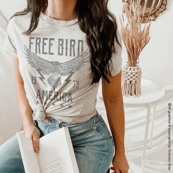 Free Bird Shirt, Eagle Shirt, Thunderbird Shirt, Retro Music Shirt, Vintage Inspired Shirt, Free Bird Tee, 4th of July, American, FreedomTee - 1.jpg
