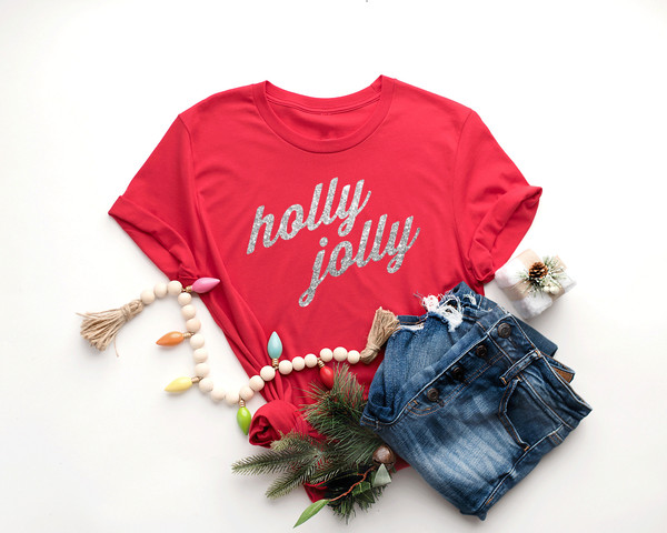 holly jolly tshirts, Christmas Tees, Holly Jolly Shirts, Christmas Party Shirts, Women's Christmas Tees, Holiday Tees, Winter Tees - 3.jpg