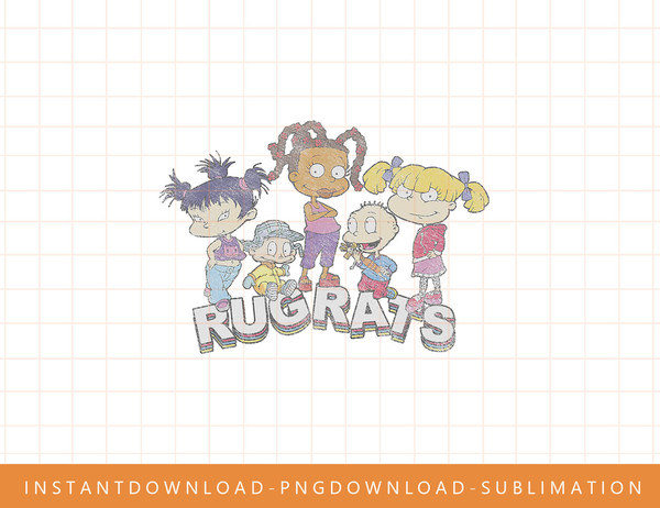 Rugrats Group Shot Vintage Distressed Block Text png, sublimate, digital print.jpg