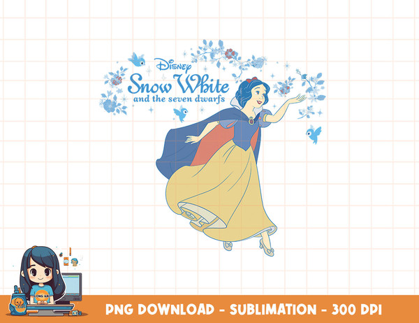 Disney Snow White Floral Bird Logo png, sublimation, digital print.jpg
