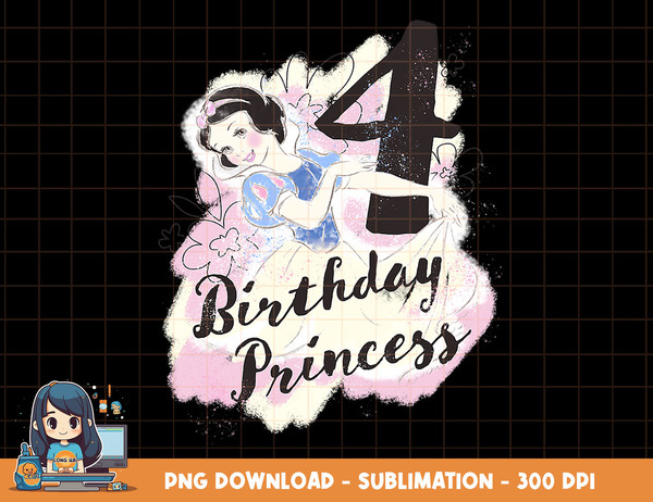 Disney Snow White Fourth Birthday Princess png, sublimation, digital print.jpg