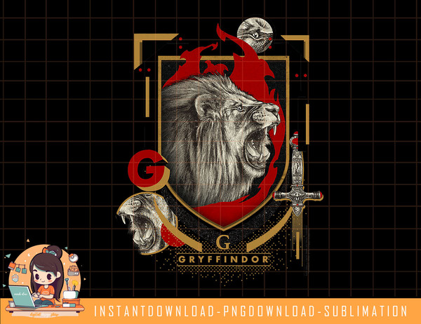 Harry Potter Gryffindor Shield Realistic Lion png, sublimate, digital download.jpg