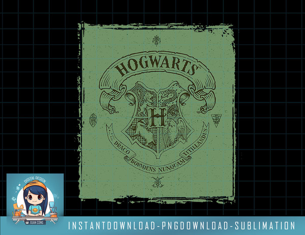 Harry Potter Hogwarts Crest on Green Parchment png, sublimate, digital download.jpg