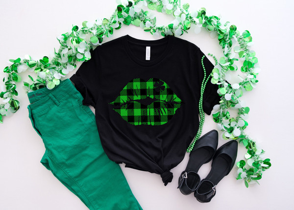 St Patricks Lips Shirt, Leopard Lips Shirt, Lucky Shirt, St Patricks Day Shirt, Irish Day Shirt, Clover Shirt, Women St Paddy Day Shirt - 2.jpg