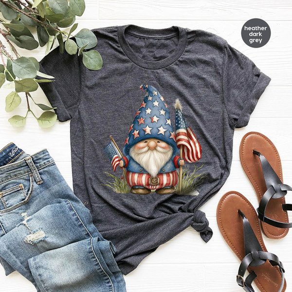 Cute 4th of July Shirt, American Gnome Graphic Tees, Independence Day Outfit, American Flag Shirt, USA Toddler T Shirts, Patriotic Shirt - 1.jpg