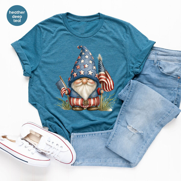 Cute 4th of July Shirt, American Gnome Graphic Tees, Independence Day Outfit, American Flag Shirt, USA Toddler T Shirts, Patriotic Shirt - 3.jpg