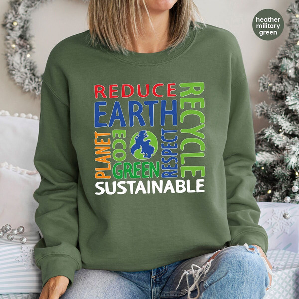 Earth Day Hoodies and Sweaters, Environmental Crewneck Sweatshirt, Planet Long Sleeve TShirt, Climate Change Hooded, Awareness Clothing - 1.jpg