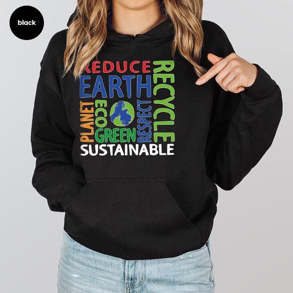 Earth Day Hoodies and Sweaters, Environmental Crewneck Sweatshirt, Planet Long Sleeve TShirt, Climate Change Hooded, Awareness Clothing - 2.jpg