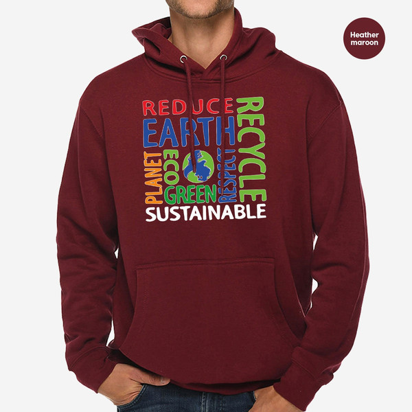 Earth Day Hoodies and Sweaters, Environmental Crewneck Sweatshirt, Planet Long Sleeve TShirt, Climate Change Hooded, Awareness Clothing - 5.jpg