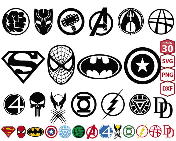 Bundle Superheroes SVG Clipart Superhero logo Superheroes