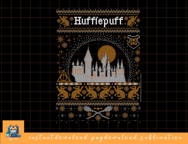 Harry Potter Hufflepuff Ugly Christmas Sweater Pattern png, sublimate, digital download.jpg