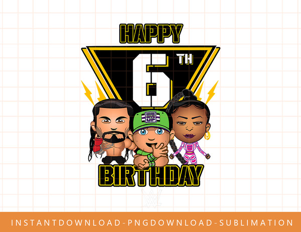 WWE Happy 6th Birthday Wrestler Emojis T-Shirt copy.jpg
