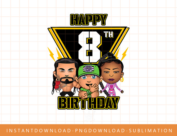 WWE Happy 8th Birthday Wrestler Emojis T-Shirt copy.jpg