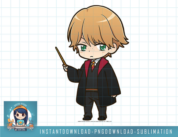 Harry Potter Ron Weasley Anime Style Portrait png, sublimate, digital download.jpg