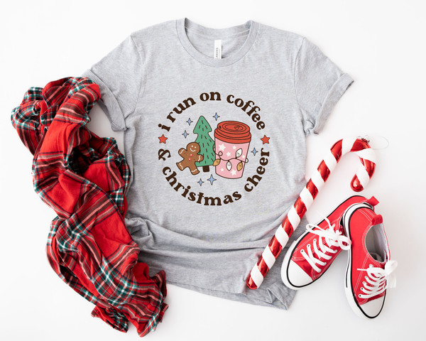 I run on coffee Shirt cheer tee, Retro Christmas Cheer t-shirt, cute christmas tee, funny holiday apparel, Holiday apparel Tee - 2.jpg