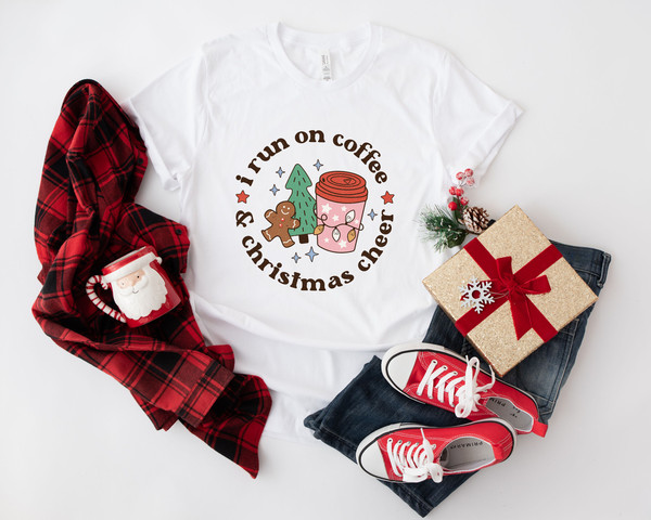 I run on coffee Shirt cheer tee, Retro Christmas Cheer t-shirt, cute christmas tee, funny holiday apparel, Holiday apparel Tee - 3.jpg