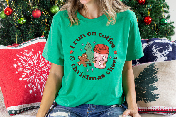 I run on coffee Shirt cheer tee, Retro Christmas Cheer t-shirt, cute christmas tee, funny holiday apparel, Holiday apparel Tee - 6.jpg