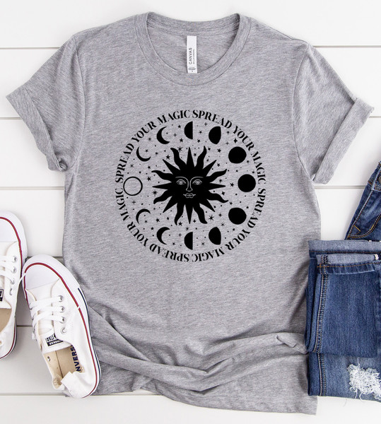 Sun And Moon Shirt, Boho Celestial Sun and Moon T-shirt, Hippie Shirt, Bohemian Sun And Moon Shirt, Oversized T-shirt, Comfort Colors Pepper - 4.jpg