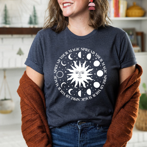 Sun And Moon Shirt, Boho Celestial Sun and Moon T-shirt, Hippie Shirt, Bohemian Sun And Moon Shirt, Oversized T-shirt, Comfort Colors Pepper - 5.jpg