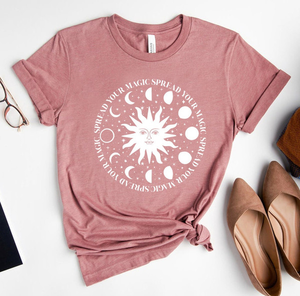 Sun And Moon Shirt, Boho Celestial Sun and Moon T-shirt, Hippie Shirt, Bohemian Sun And Moon Shirt, Oversized T-shirt, Comfort Colors Pepper - 6.jpg