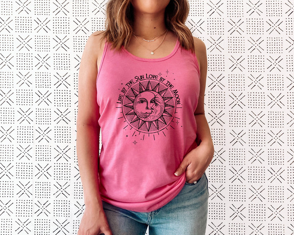 Sun Moon Stars Tank, Celestial Tank, Graphic Top, One with the Sun, Boho Tank, Vintage Tank, Mystical Tee, Moon T shirt, Bohemian - 3.jpg