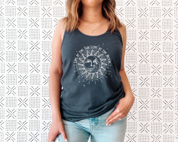 Sun Moon Stars Tank, Celestial Tank, Graphic Top, One with the Sun, Boho Tank, Vintage Tank, Mystical Tee, Moon T shirt, Bohemian - 4.jpg