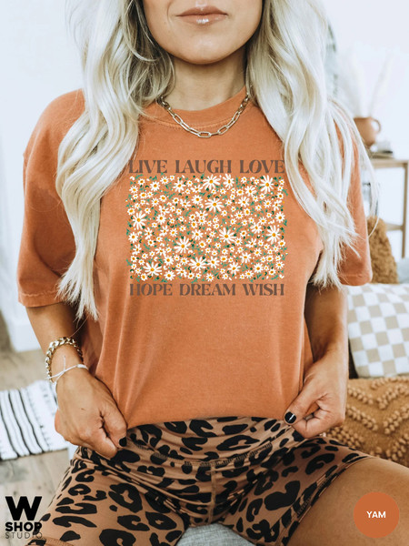 Flower Shirt, Gift For Her, Oversized Aesthetic Tee, Floral Graphic Tee, Live Laugh Love Shirt, Womens Wildflower T-shirt - 2.jpg