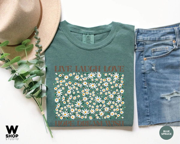 Flower Shirt, Gift For Her, Oversized Aesthetic Tee, Floral Graphic Tee, Live Laugh Love Shirt, Womens Wildflower T-shirt - 6.jpg