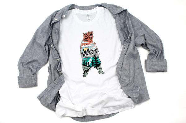 Bear T Shirt Men - Double Exposure Bear - Papa Bear Shirt - Mens TShirt Bear - Fathers Day Gift  Athletic Gray - 3.jpg