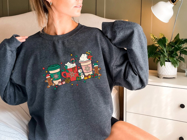 Christmas Coffee Sweatshirt, Christmas Sweatshirt, Christmas Shirt, Coffee Lover Gift Worker Winter Christmas Snowman Latte Coffee Lover - 5.jpg