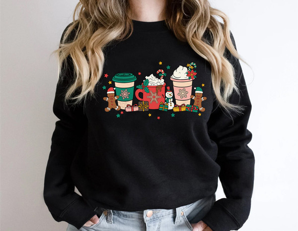 Christmas Coffee Sweatshirt, Christmas Sweatshirt, Christmas Shirt, Coffee Lover Gift Worker Winter Christmas Snowman Latte Coffee Lover - 6.jpg
