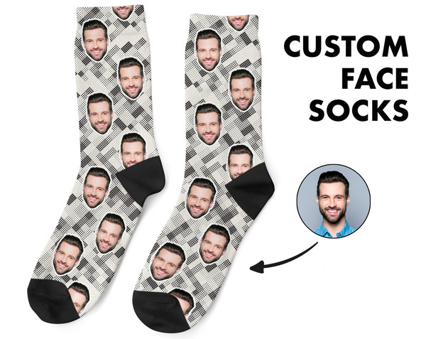 Custom Face Socks, Custom Photo Socks, Face on Socks, Personalized, 80's Geometric Picture Socks, Funny Gift For Her, Him or Best Friends - 1.jpg