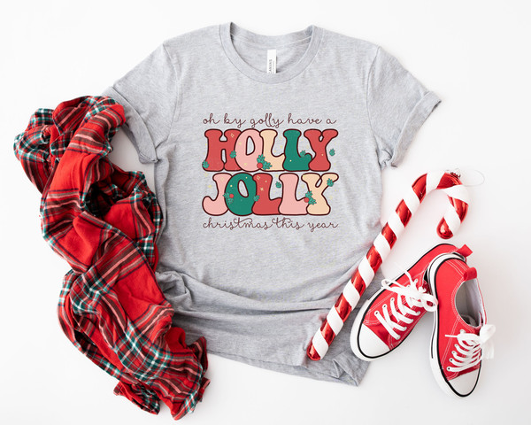 Holly Jolly Funny Christmas T shirt, funny chritmas t-shirt, Christmas t-shirt, holiday apparel, Retro christmas, Women graphic tee - 2.jpg