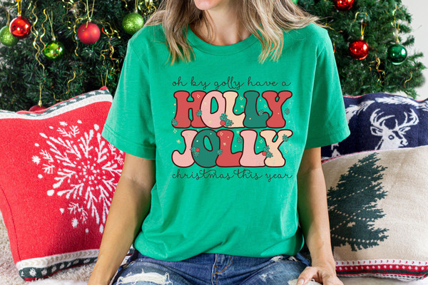Holly Jolly Funny Christmas T shirt, funny chritmas t-shirt, Christmas t-shirt, holiday apparel, Retro christmas, Women graphic tee - 6.jpg