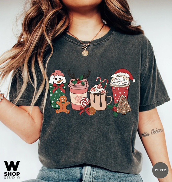 Retro Christmas Comfort Colors Shirt, Snowman Coffee Latte Shirt, Vintage Santa Christmas Shirt, Retro Holiday Shirt, Ugly Sweater Shirt - 1.jpg