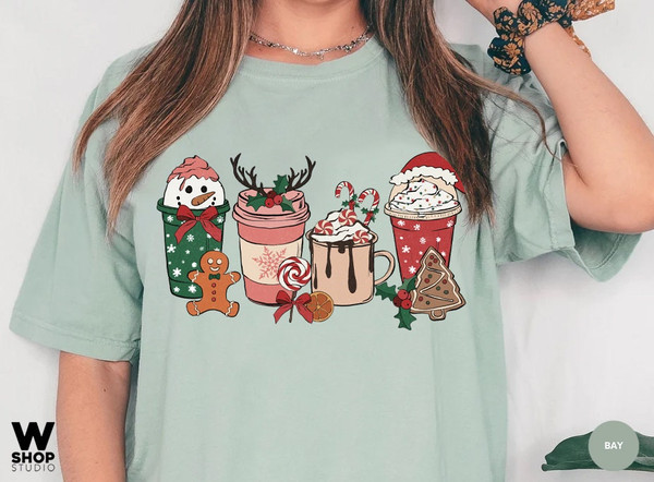 Retro Christmas Comfort Colors Shirt, Snowman Coffee Latte Shirt, Vintage Santa Christmas Shirt, Retro Holiday Shirt, Ugly Sweater Shirt - 5.jpg
