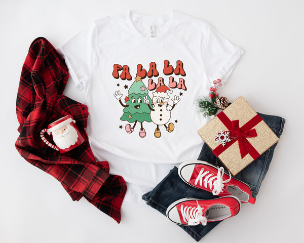 Retro Christmas T Shirt, Fa La La Tree Shirt, Vintage Santa Christmas Shirt, Retro Holiday Shirt, Ugly Sweater Shirt, Womens Graphic Tee - 4.jpg