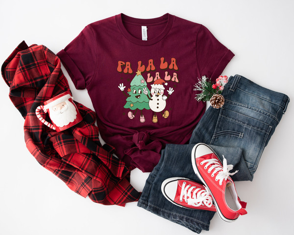Retro Christmas T Shirt, Fa La La Tree Shirt, Vintage Santa Christmas Shirt, Retro Holiday Shirt, Ugly Sweater Shirt, Womens Graphic Tee - 6.jpg