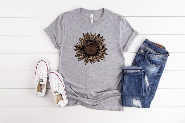Leopard Sunflower Shirt, Womens Flowers Shirt, Sunflower Graphic Tee, Women's Tee, Trending, Gift For Her - 2.jpg