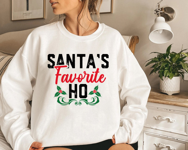 Santa's Favorite Ho Sweatshirt, Off the Shoulder, Slouchy Sweatshirt, Ugly Christmas Sweater, Plus Size Clothing for Women - 3.jpg