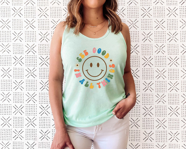 See Good In All Things Tank Top Tee, Retro Tank Shirt, Groovy Aesthetic Tank, Inspirational Tank, Positivity Tank Top, Retro Trendy Clothing - 1.jpg