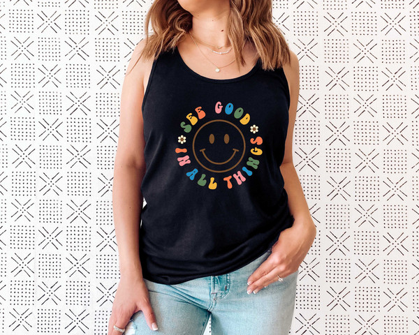 See Good In All Things Tank Top Tee, Retro Tank Shirt, Groovy Aesthetic Tank, Inspirational Tank, Positivity Tank Top, Retro Trendy Clothing - 2.jpg