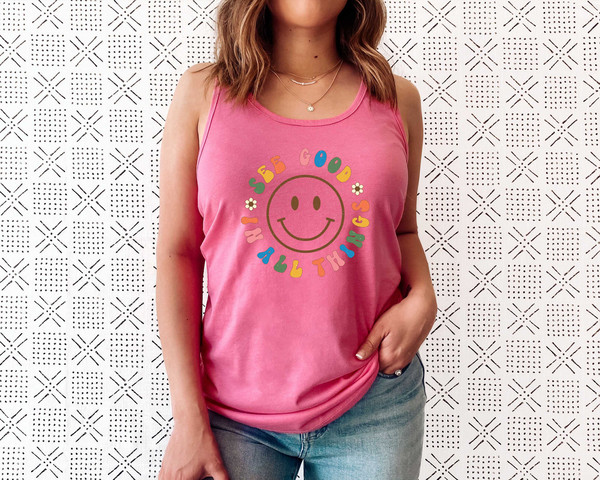 See Good In All Things Tank Top Tee, Retro Tank Shirt, Groovy Aesthetic Tank, Inspirational Tank, Positivity Tank Top, Retro Trendy Clothing - 4.jpg