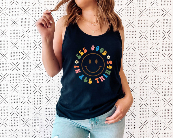 See Good In All Things Tank Top Tee, Retro Tank Shirt, Groovy Aesthetic Tank, Inspirational Tank, Positivity Tank Top, Retro Trendy Clothing - 6.jpg